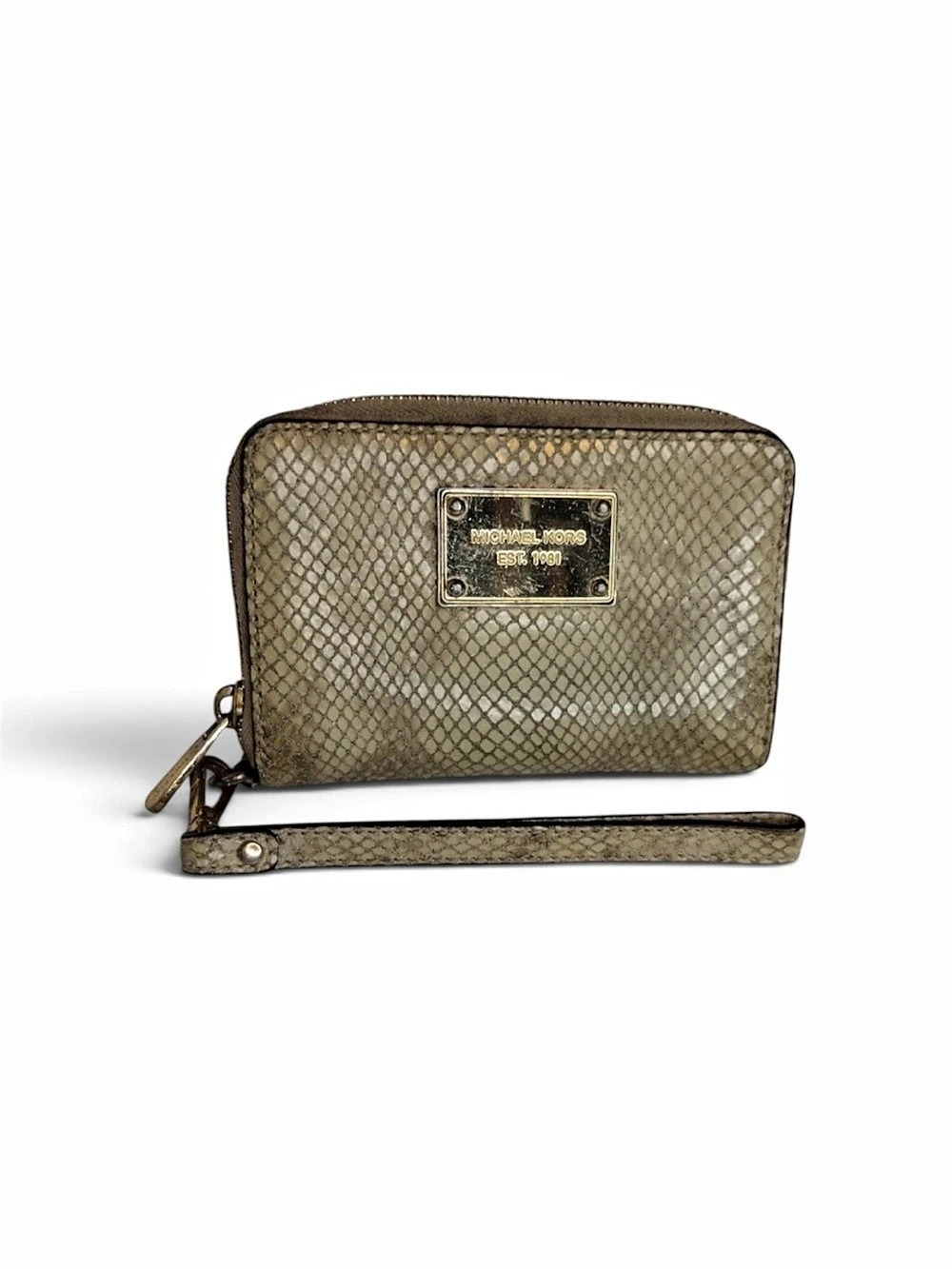 Michael Kors Jet Set Travel Python Embossed Leather Wristlet Wallet